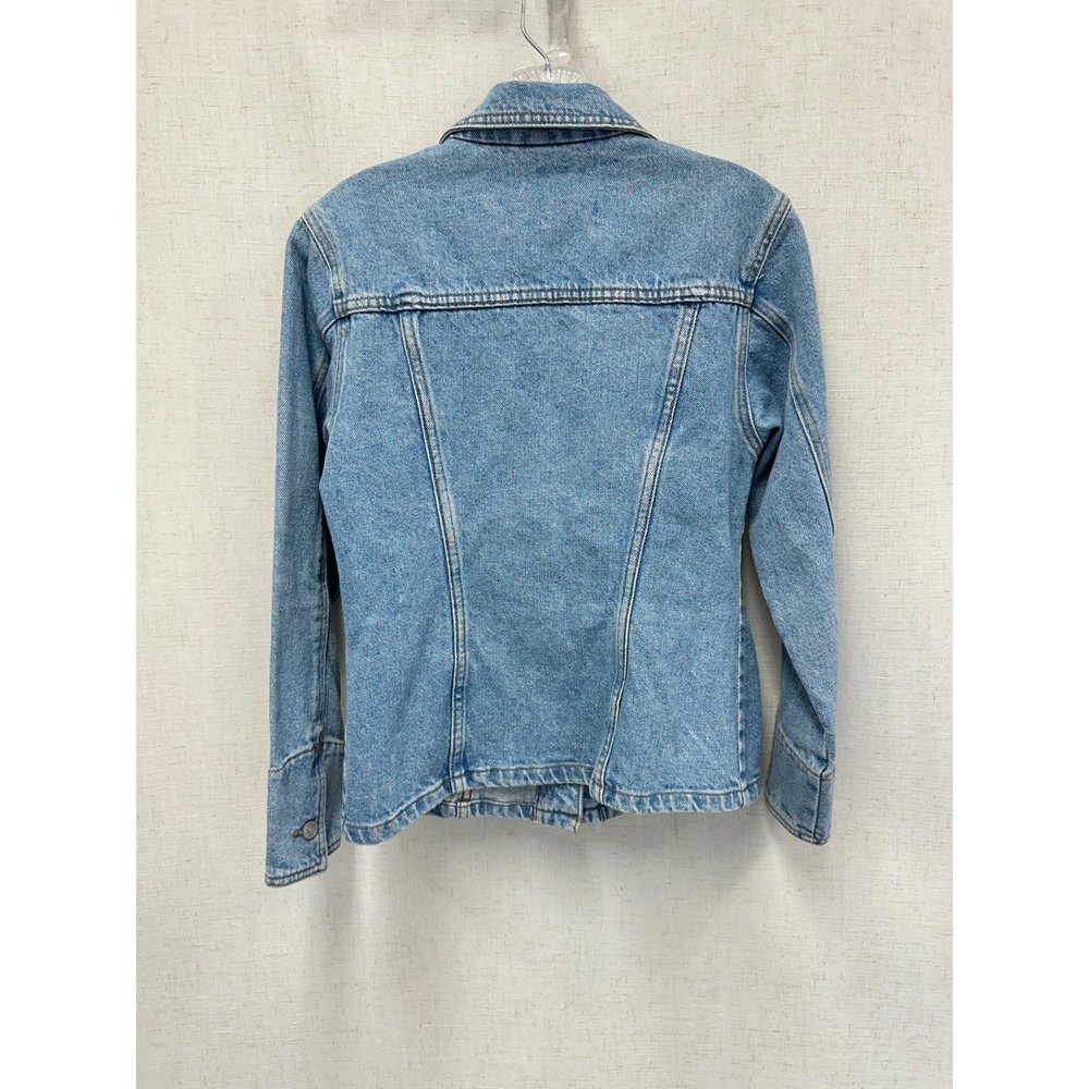 Moda International 90s Vintage  Cotton Blue Denim Shirt Jacket Small Tailored‎ - Picture 14 of 16